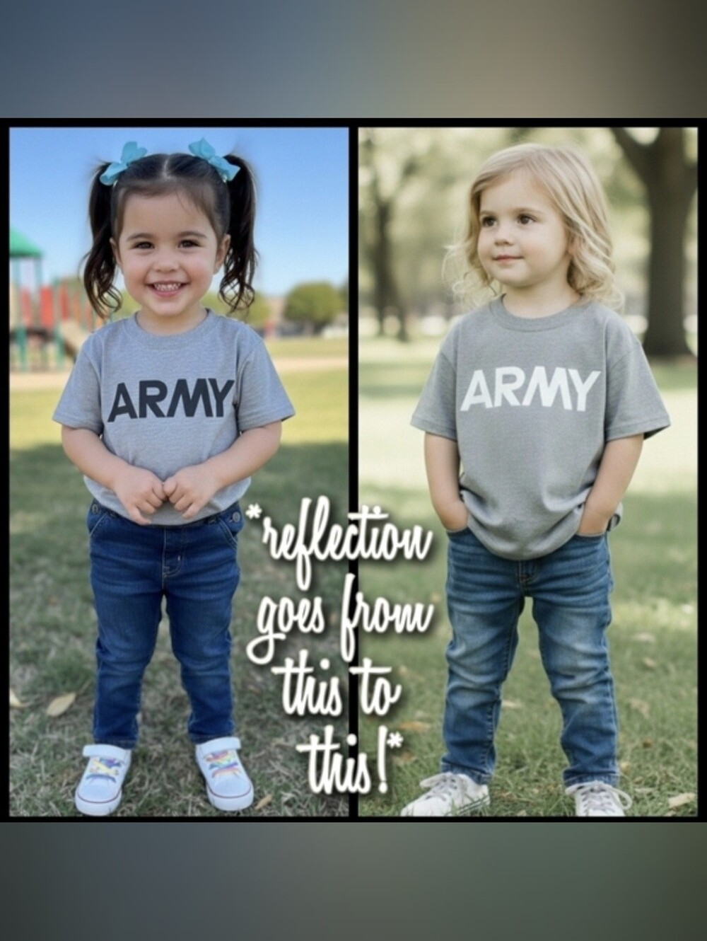 Soffe gray ARMY graphic reflective P.T single stitch tshirt 6-8 yrs UNISEX